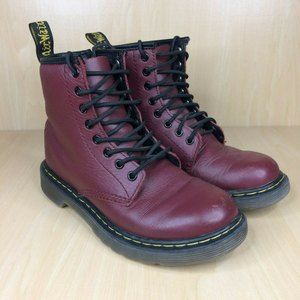 Dr Martens Delaney Ankle Zip cherry red combat boots size 1